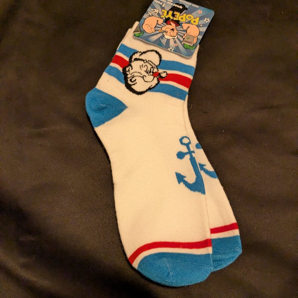 NWT SocKopath Popeye the Sailorman quarter crew socks (size in photos)
